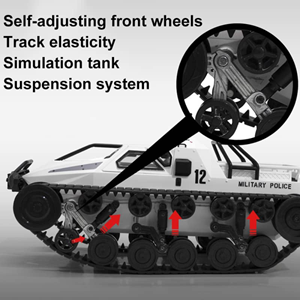 ماشین کنترلی شارژی تانک پلیس آفرود سفید آب و خاک Remote Control Off-Road Police Tank 1:12 -اسباب بازی